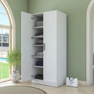 Sarnor Garderob 90x210x57,5 cm - Vit - Förvaring - Klädförvaring - Garderob & garderobssystem - Klädskåp & fristående garderob