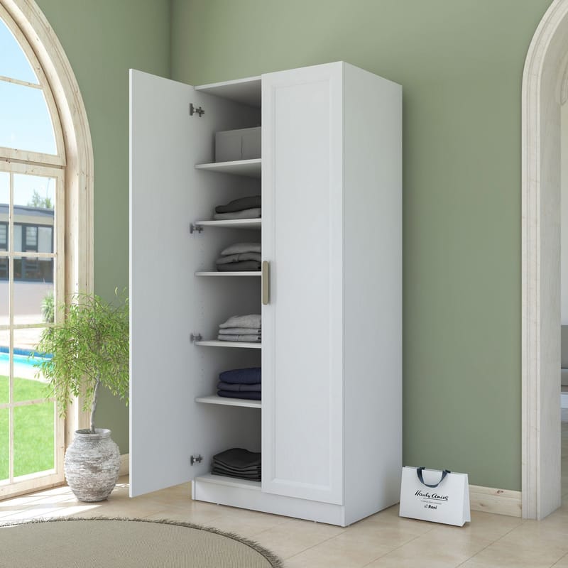 Sarnor Garderob 90x210x57,5 cm - Vit - Förvaring - Klädförvaring - Garderob & garderobssystem - Klädskåp & fristående garderob