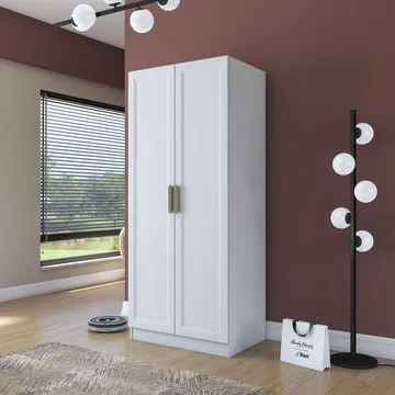 Sarnor Garderob 90x210x57,5 cm - Vit - Förvaring - Klädförvaring - Garderob & garderobssystem - Klädskåp & fristående garderob