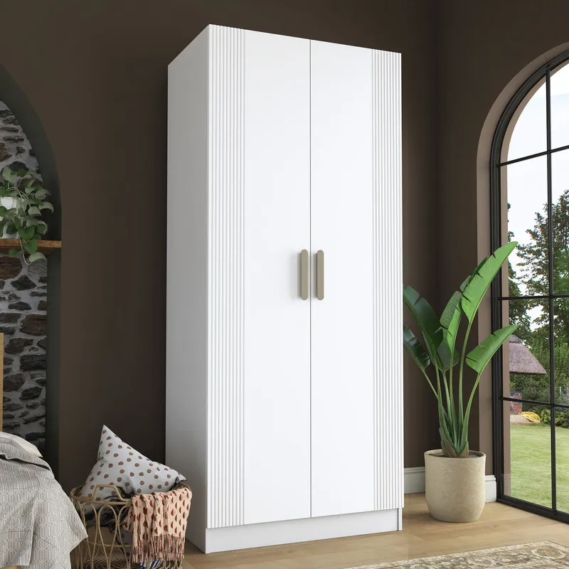Sarnor Garderob 90x210x57,5 cm - Vit - Förvaring - Klädförvaring - Garderob & garderobssystem - Klädskåp & fristående garderob