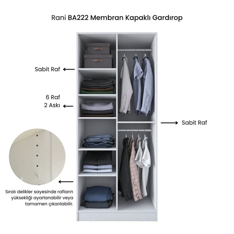 Sarnor Garderob 90x210x57,5 cm - Vit - Förvaring - Klädförvaring - Garderob & garderobssystem - Klädskåp & fristående garderob