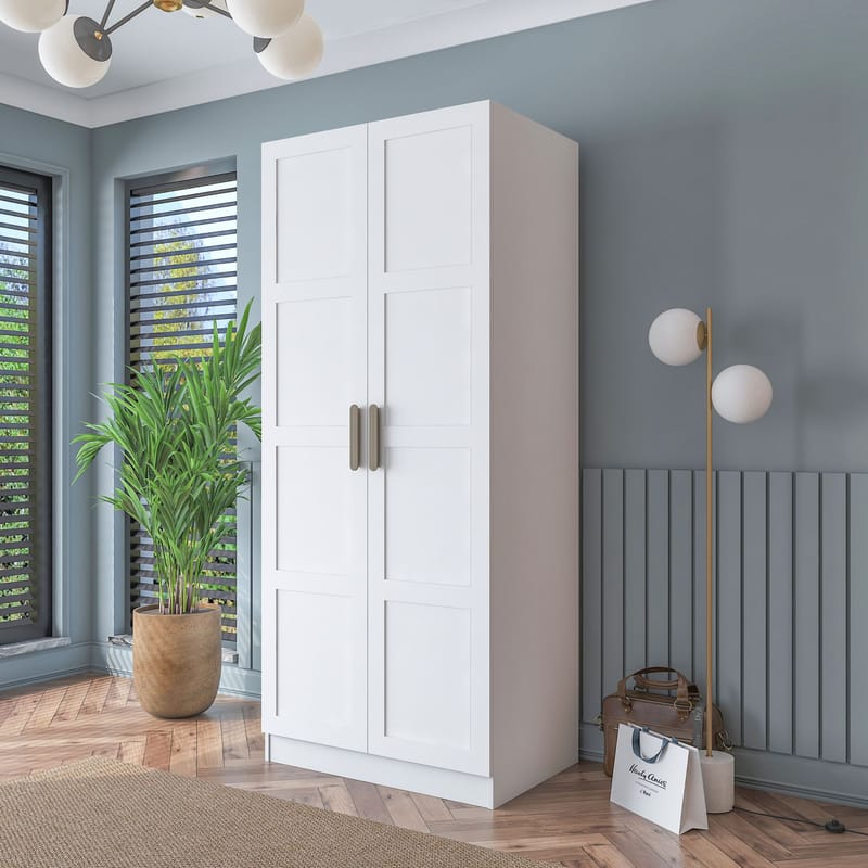 Sarnor Garderob 90x210x57,5 cm - Vit - Förvaring - Klädförvaring - Garderob & garderobssystem - Klädskåp & fristående garderob