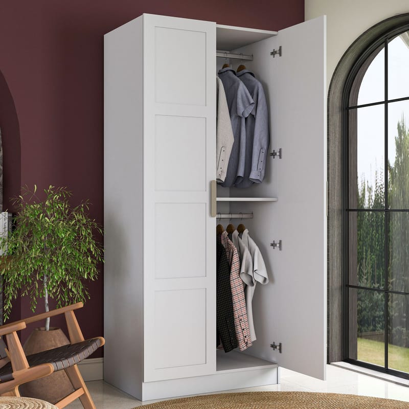 Sarnor Garderob 90x210x57,5 cm - Vit - Förvaring - Klädförvaring - Garderob & garderobssystem - Klädskåp & fristående garderob