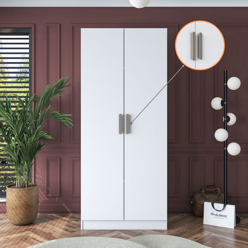 Sarnor Garderob 90x210x57,5 cm - Vit - Förvaring - Klädförvaring - Garderob & garderobssystem - Klädskåp & fristående garderob