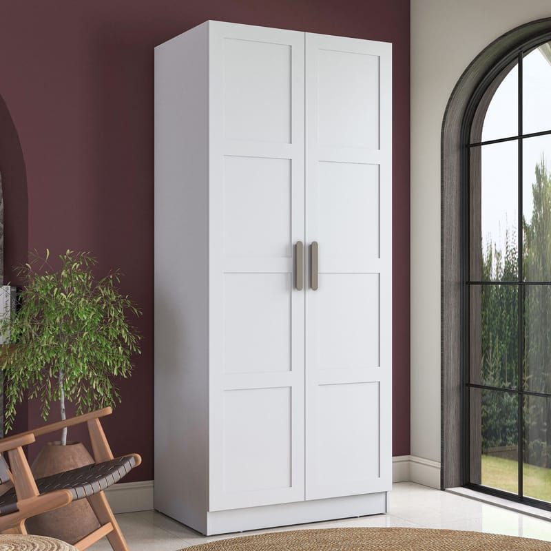 Sarnor Garderob 90x210x57,5 cm - Vit - Förvaring - Klädförvaring - Garderob & garderobssystem - Klädskåp & fristående garderob