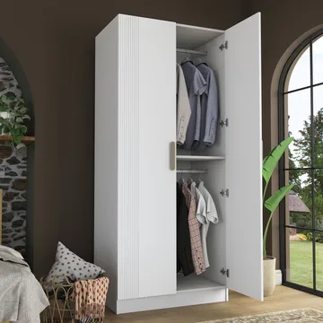 Sarnor Garderob 90x210x57,5 cm - Vit - Förvaring - Klädförvaring - Garderob & garderobssystem - Klädskåp & fristående garderob