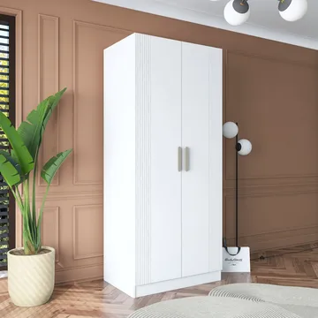 Sarnor Garderob 90x210x57,5 cm - Vit - Förvaring - Klädförvaring - Garderob & garderobssystem - Klädskåp & fristående garderob