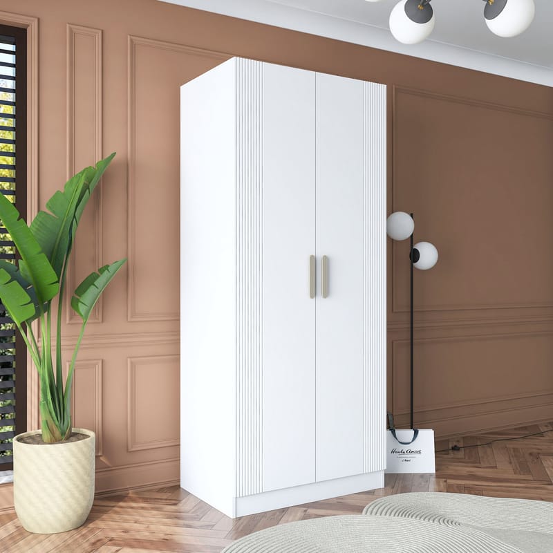 Sarnor Garderob 90x210x57,5 cm - Vit - Förvaring - Klädförvaring - Garderob & garderobssystem - Klädskåp & fristående garderob