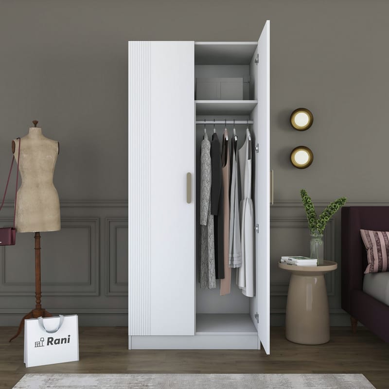 Sarnor Garderob 90x210x57,5 cm - Vit - Förvaring - Klädförvaring - Garderob & garderobssystem - Klädskåp & fristående garderob