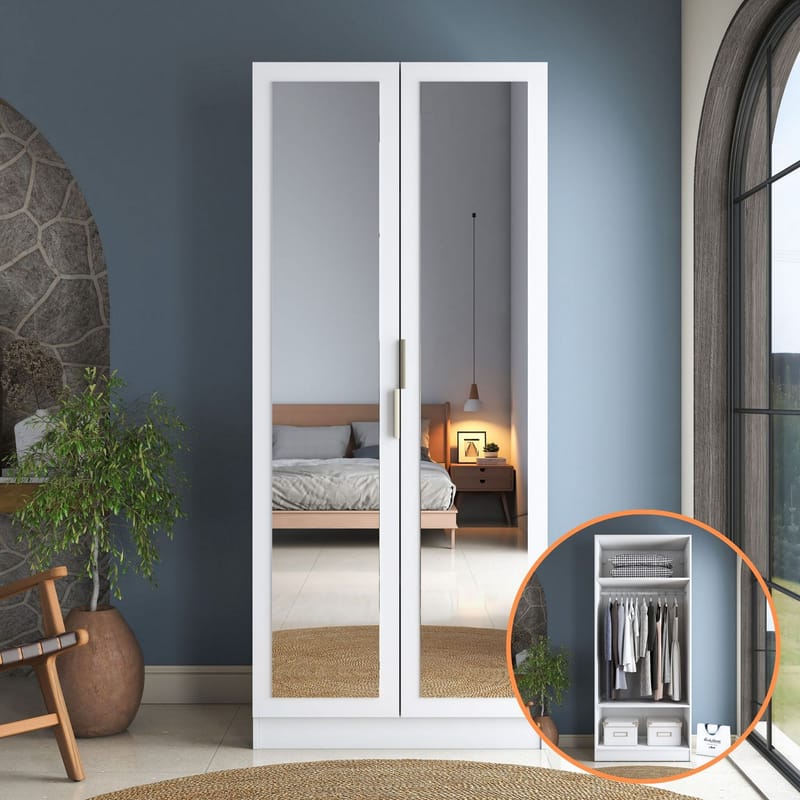 Sarnor Garderob 90x210x57,5 cm - Vit - Förvaring - Klädförvaring - Garderob & garderobssystem - Klädskåp & fristående garderob