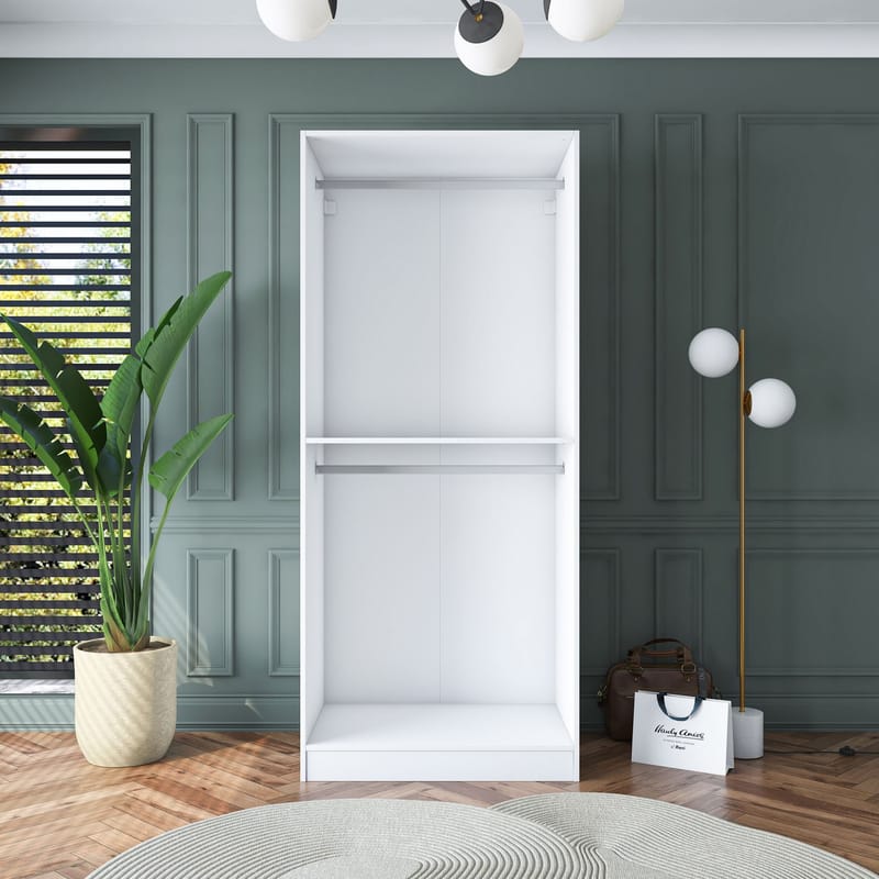 Sarnor Garderob 90x210x57,5 cm - Vit - Förvaring - Klädförvaring - Garderob & garderobssystem - Klädskåp & fristående garderob