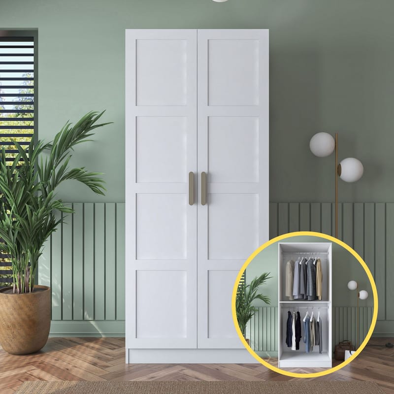 Sarnor Garderob 90x210x57,5 cm - Vit - Förvaring - Klädförvaring - Garderob & garderobssystem - Klädskåp & fristående garderob