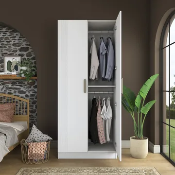 Sarnor Garderob 90x210x57,5 cm - Vit - Förvaring - Klädförvaring - Garderob & garderobssystem - Klädskåp & fristående garderob