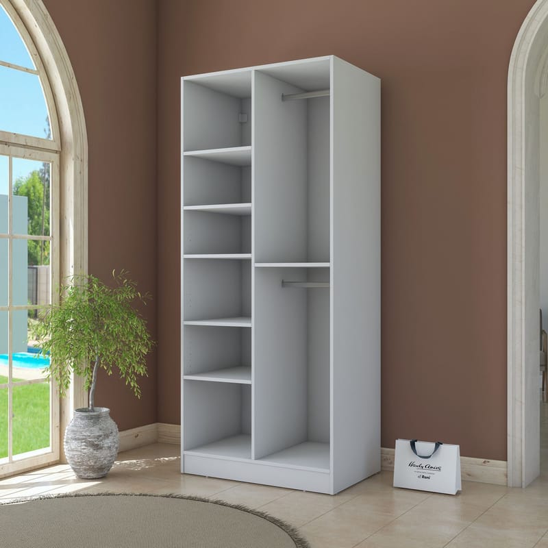 Sarnor Garderob 90x210x57,5 cm - Vit - Förvaring - Klädförvaring - Garderob & garderobssystem - Klädskåp & fristående garderob