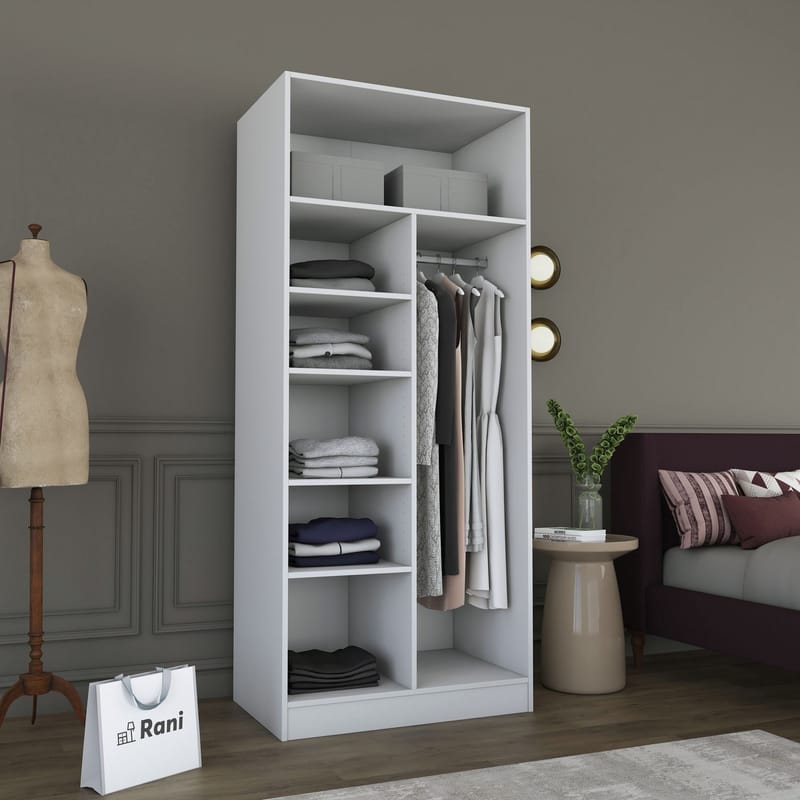 Sarnor Garderob 90x210x57,5 cm - Vit - Förvaring - Klädförvaring - Garderob & garderobssystem - Klädskåp & fristående garderob