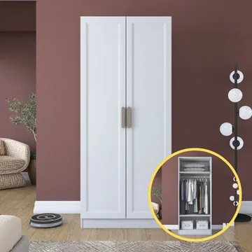 Sarnor Garderob 90x210x57,5 cm - Vit - Förvaring - Klädförvaring - Garderob & garderobssystem - Klädskåp & fristående garderob