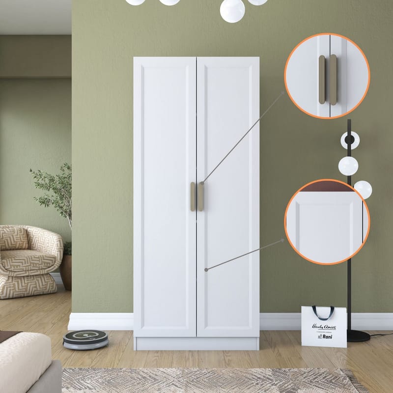 Sarnor Garderob 90x210x57,5 cm - Vit - Förvaring - Klädförvaring - Garderob & garderobssystem - Klädskåp & fristående garderob