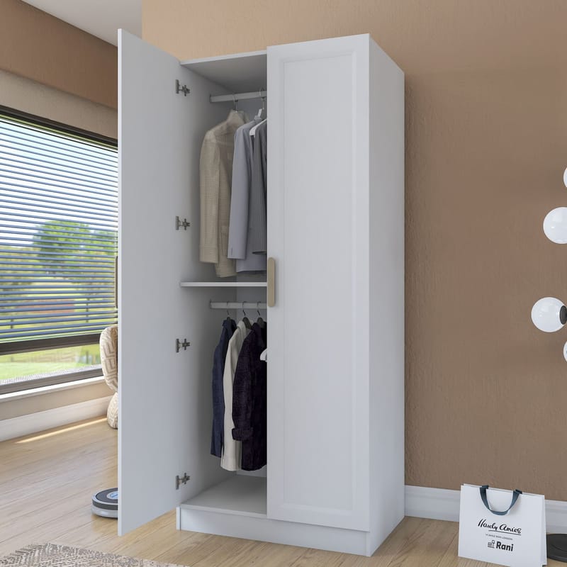 Sarnor Garderob 90x210x57,5 cm - Vit - Förvaring - Klädförvaring - Garderob & garderobssystem - Klädskåp & fristående garderob