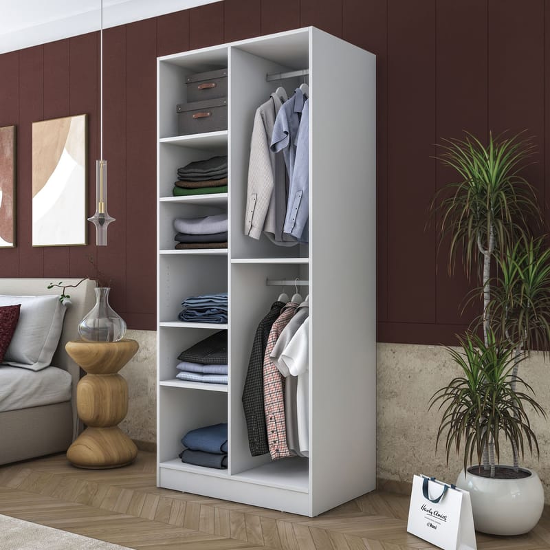 Sarnor Garderob 90x210x57,5 cm - Vit - Förvaring - Klädförvaring - Garderob & garderobssystem - Klädskåp & fristående garderob