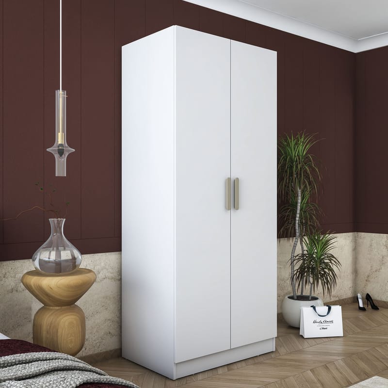 Sarnor Garderob 90x210x57,5 cm - Vit - Förvaring - Klädförvaring - Garderob & garderobssystem - Klädskåp & fristående garderob