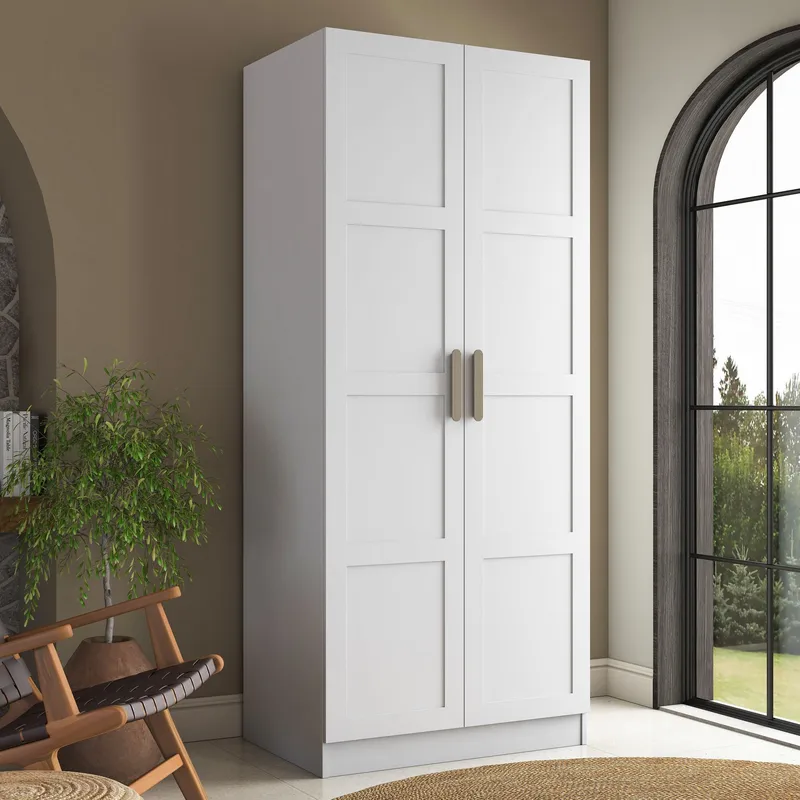 Sarnor Garderob 90x210x57,5 cm - Vit - Förvaring - Klädförvaring - Garderob & garderobssystem - Klädskåp & fristående garderob