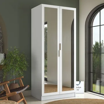 Sarnor Garderob 90x210x57,5 cm - Vit - Förvaring - Klädförvaring - Garderob & garderobssystem - Klädskåp & fristående garderob