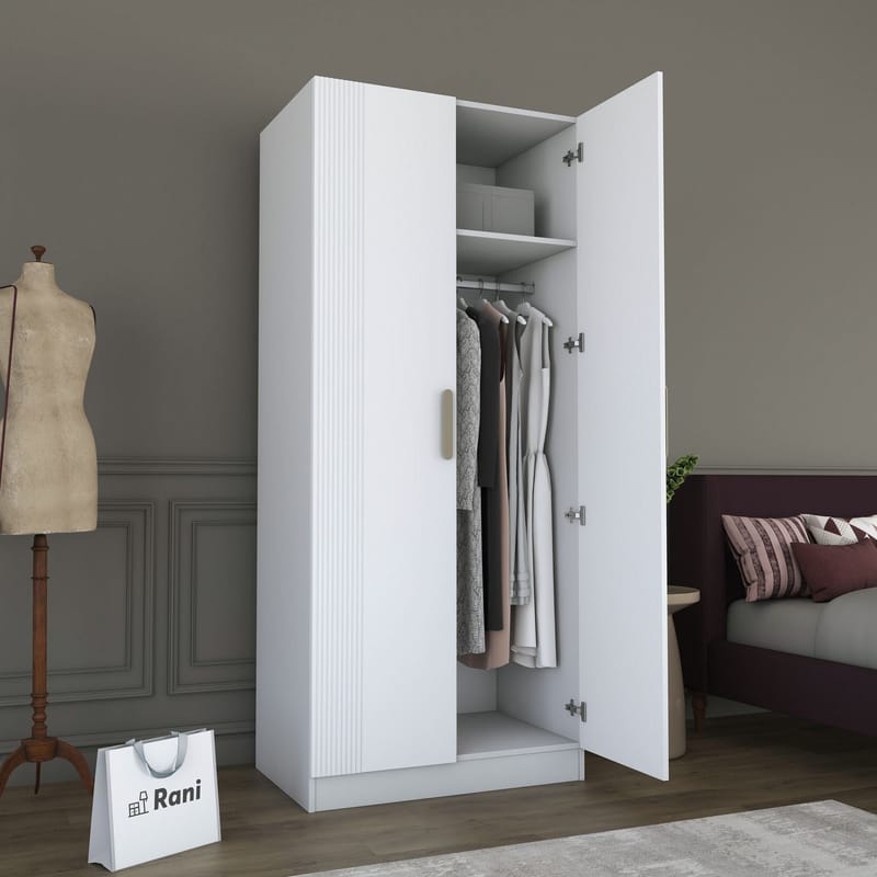 Sarnor Garderob 90x210x57,5 cm - Vit - Förvaring - Klädförvaring - Garderob & garderobssystem - Klädskåp & fristående garderob