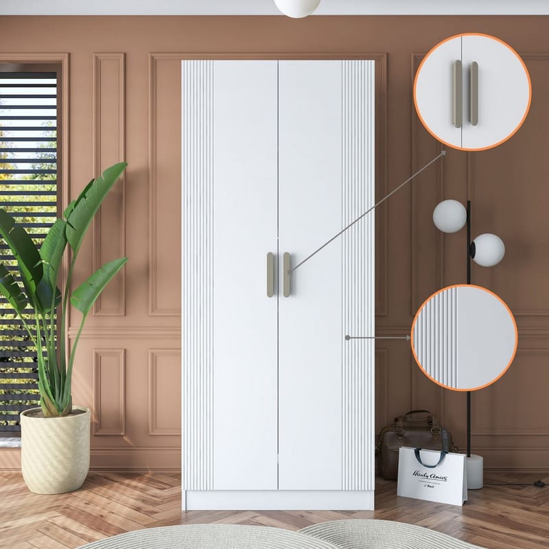 Sarnor Garderob 90x210x57,5 cm - Vit - Förvaring - Klädförvaring - Garderob & garderobssystem - Klädskåp & fristående garderob