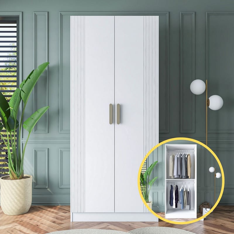 Sarnor Garderob 90x210x57,5 cm - Vit - Förvaring - Klädförvaring - Garderob & garderobssystem - Klädskåp & fristående garderob