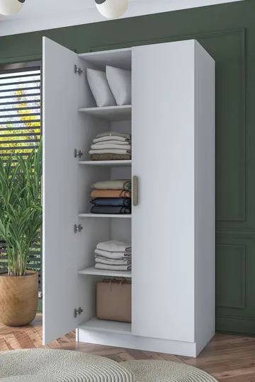 Sarnor Garderob 90x210x57,5 cm - Vit - Förvaring - Klädförvaring - Garderob & garderobssystem - Klädskåp & fristående garderob
