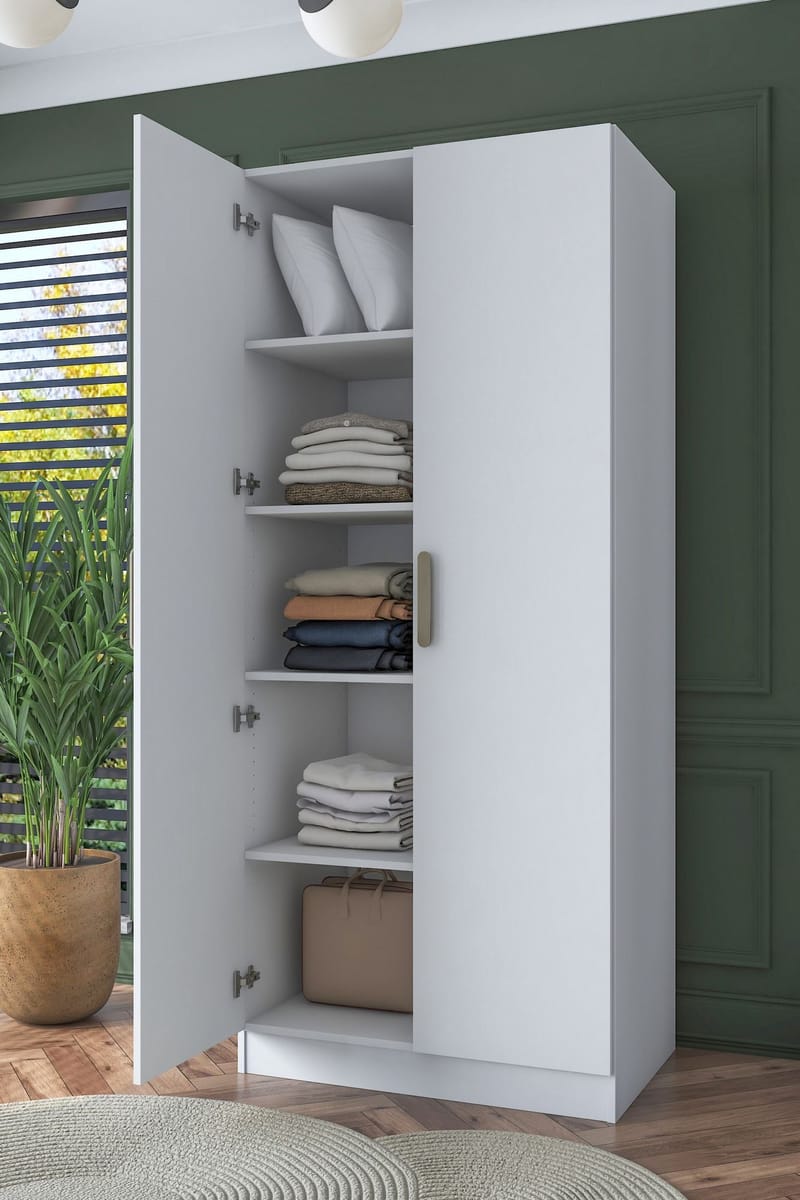 Sarnor Garderob 90x210x57,5 cm - Vit - Förvaring - Klädförvaring - Garderob & garderobssystem - Klädskåp & fristående garderob