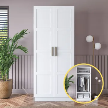 Sarnor Garderob 90x210x57,5 cm - Vit - Förvaring - Klädförvaring - Garderob & garderobssystem - Klädskåp & fristående garderob