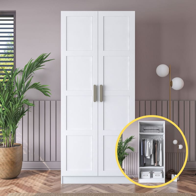 Sarnor Garderob 90x210x57,5 cm - Vit - Förvaring - Klädförvaring - Garderob & garderobssystem - Klädskåp & fristående garderob