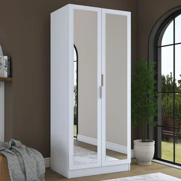 Sarnor Garderob 90x210x57,5 cm - Vit - Förvaring - Klädförvaring - Garderob & garderobssystem - Klädskåp & fristående garderob