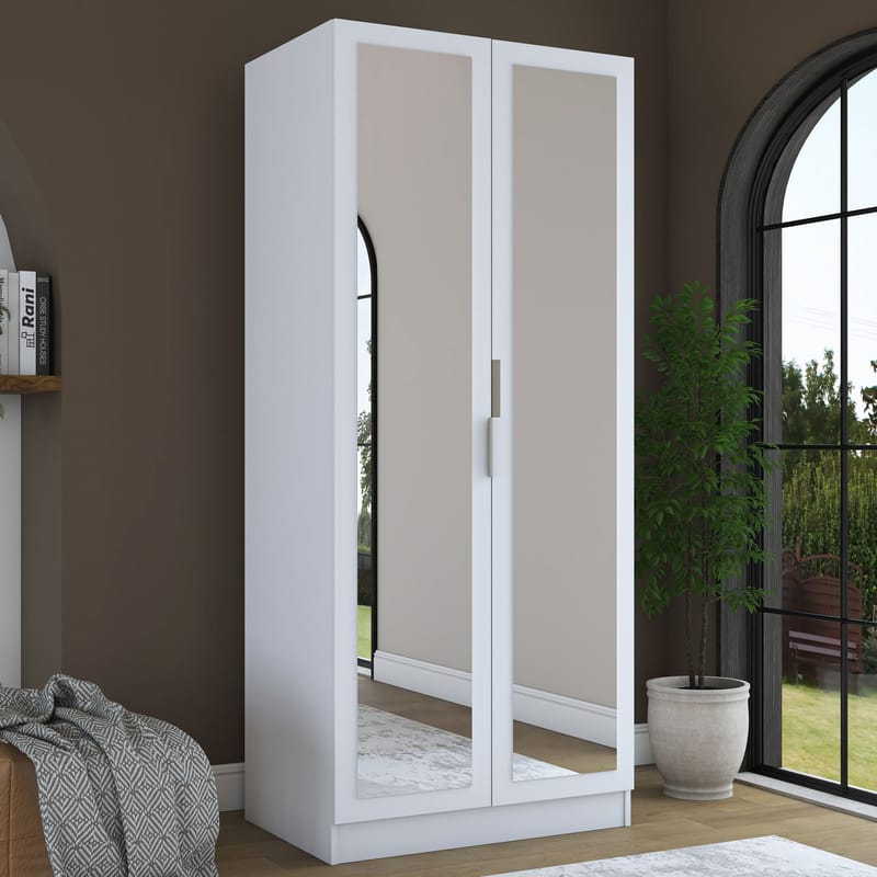 Sarnor Garderob 90x210x57,5 cm - Vit - Förvaring - Klädförvaring - Garderob & garderobssystem - Klädskåp & fristående garderob