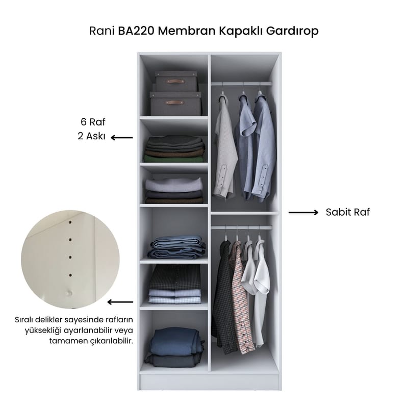 Sarnor Garderob 90x210x57,5 cm - Vit - Förvaring - Klädförvaring - Garderob & garderobssystem - Klädskåp & fristående garderob
