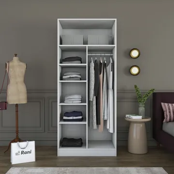 Sarnor Garderob 90x210x57,5 cm - Vit - Förvaring - Klädförvaring - Garderob & garderobssystem - Klädskåp & fristående garderob