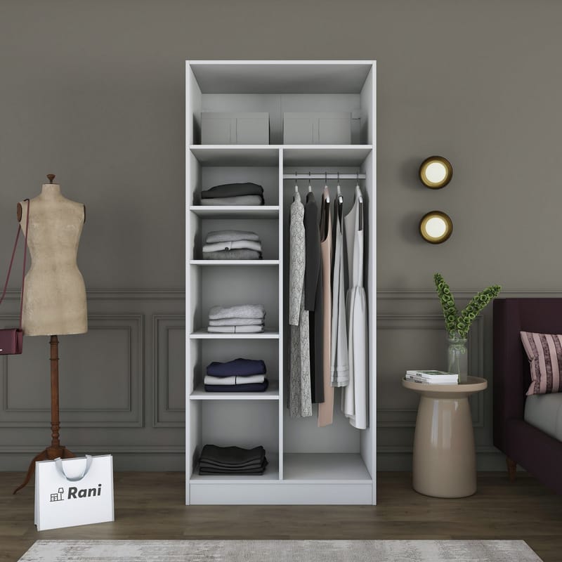 Sarnor Garderob 90x210x57,5 cm - Vit - Förvaring - Klädförvaring - Garderob & garderobssystem - Klädskåp & fristående garderob