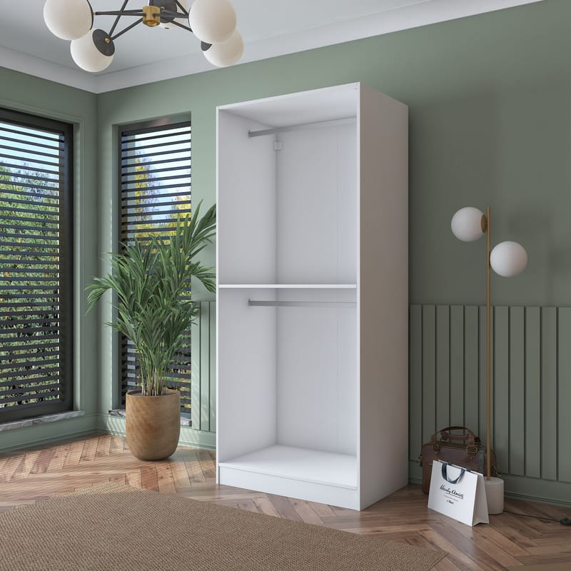 Sarnor Garderob 90x210x57,5 cm - Vit - Förvaring - Klädförvaring - Garderob & garderobssystem - Klädskåp & fristående garderob