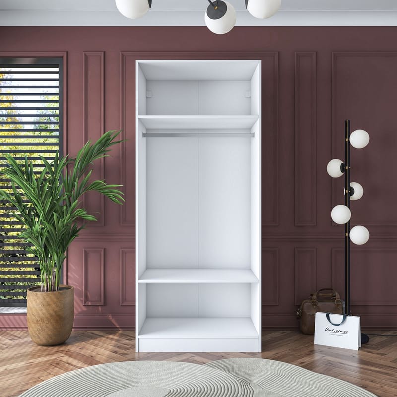 Sarnor Garderob 90x210x57,5 cm - Vit - Förvaring - Klädförvaring - Garderob & garderobssystem - Klädskåp & fristående garderob
