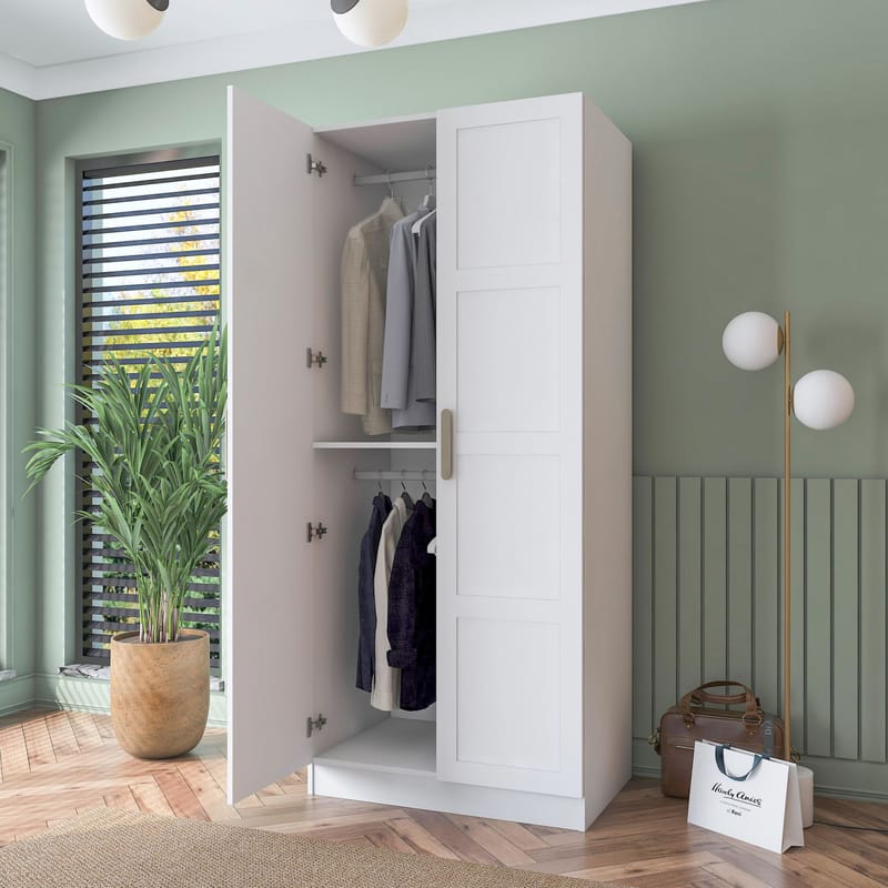 Sarnor Garderob 90x210x57,5 cm - Vit - Förvaring - Klädförvaring - Garderob & garderobssystem - Klädskåp & fristående garderob