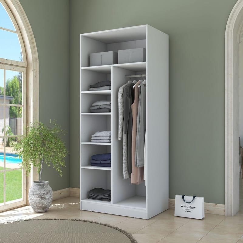 Sarnor Garderob 90x210x57,5 cm - Vit - Förvaring - Klädförvaring - Garderob & garderobssystem - Klädskåp & fristående garderob