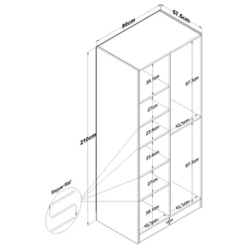 Sarnor Garderob 90x210x57,5 cm - Vit - Förvaring - Klädförvaring - Garderob & garderobssystem - Klädskåp & fristående garderob