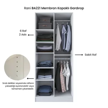 Sarnor Garderob 90x210x57,5 cm - Vit - Förvaring - Klädförvaring - Garderob & garderobssystem - Klädskåp & fristående garderob