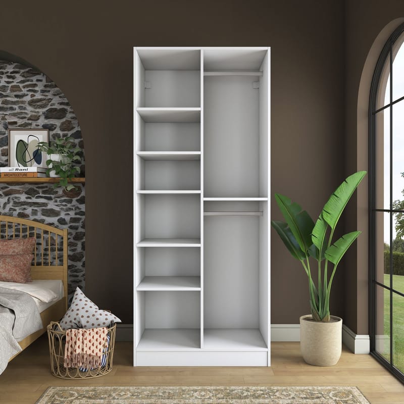 Sarnor Garderob 90x210x57,5 cm - Vit - Förvaring - Klädförvaring - Garderob & garderobssystem - Klädskåp & fristående garderob