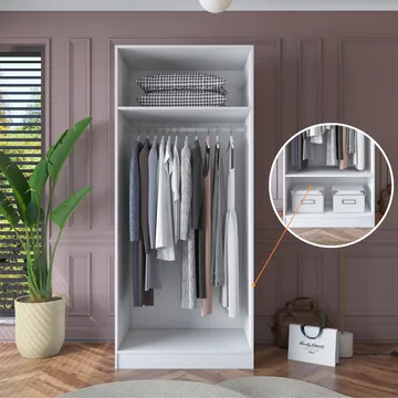 Sarnor Garderob 90x210x57,5 cm - Vit - Förvaring - Klädförvaring - Garderob & garderobssystem - Klädskåp & fristående garderob