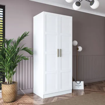 Sarnor Garderob 90x210x57,5 cm - Vit - Förvaring - Klädförvaring - Garderob & garderobssystem - Klädskåp & fristående garderob