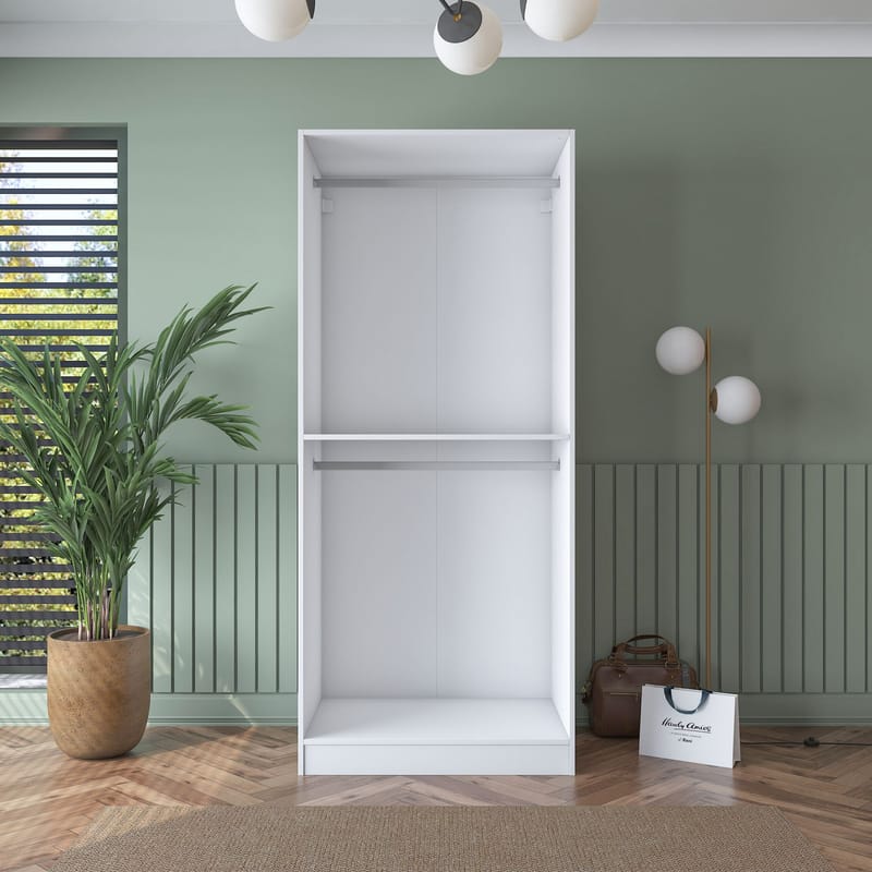 Sarnor Garderob 90x210x57,5 cm - Vit - Förvaring - Klädförvaring - Garderob & garderobssystem - Klädskåp & fristående garderob