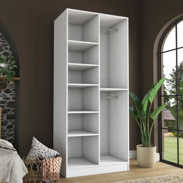 Sarnor Garderob 90x210x57,5 cm - Vit - Förvaring - Klädförvaring - Garderob & garderobssystem - Klädskåp & fristående garderob