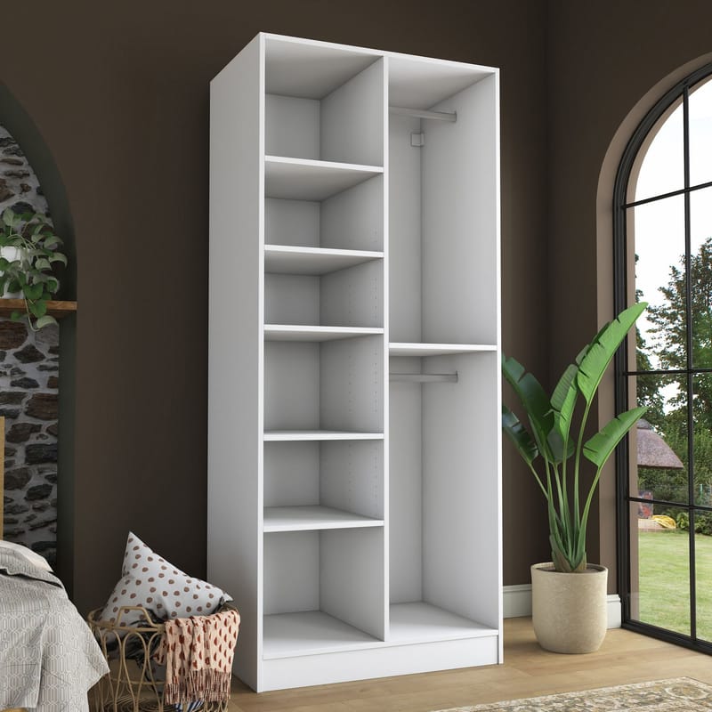 Sarnor Garderob 90x210x57,5 cm - Vit - Förvaring - Klädförvaring - Garderob & garderobssystem - Klädskåp & fristående garderob